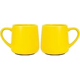 Bosmarlin Glossy Ceramic Coffee Mug, Tea Cup for Office and Home, 18 oz, Suitable for Dishwasher and Microwave(Yellow, 2)