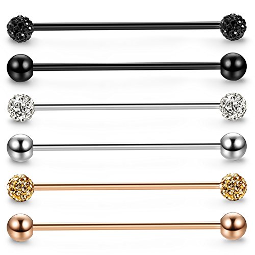 Jstyle 6pcs 14g stainless steel industrial barbell earr…