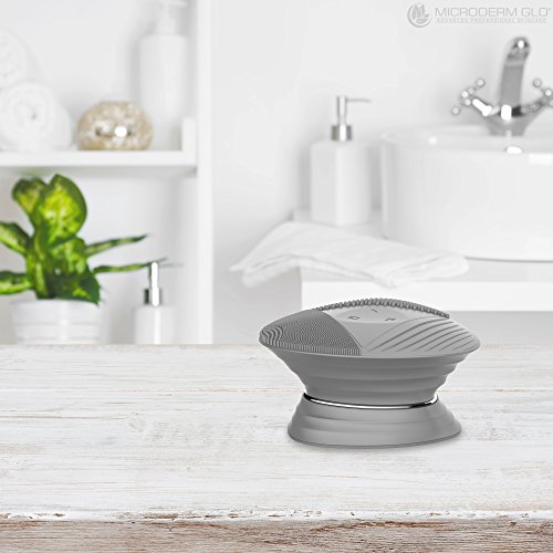Silicone Sonic Facial Cleansing Brush - Anti Aging Beauty Massager for Normal, Sensitive, Combination Skin. Best Deep Cleaning Exfoliating Scrubber & Waterproof Rechargeable Face Mask Cleanser. GRAY