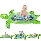 gebra Inflatable Tummy Time Water Mat Sea Turtle Shape Infants & Toddlers Play Mat Toy, Fun Play Activity Center Your Baby's Stimulation Growth (BPA Free, 43" 35" 2.5")