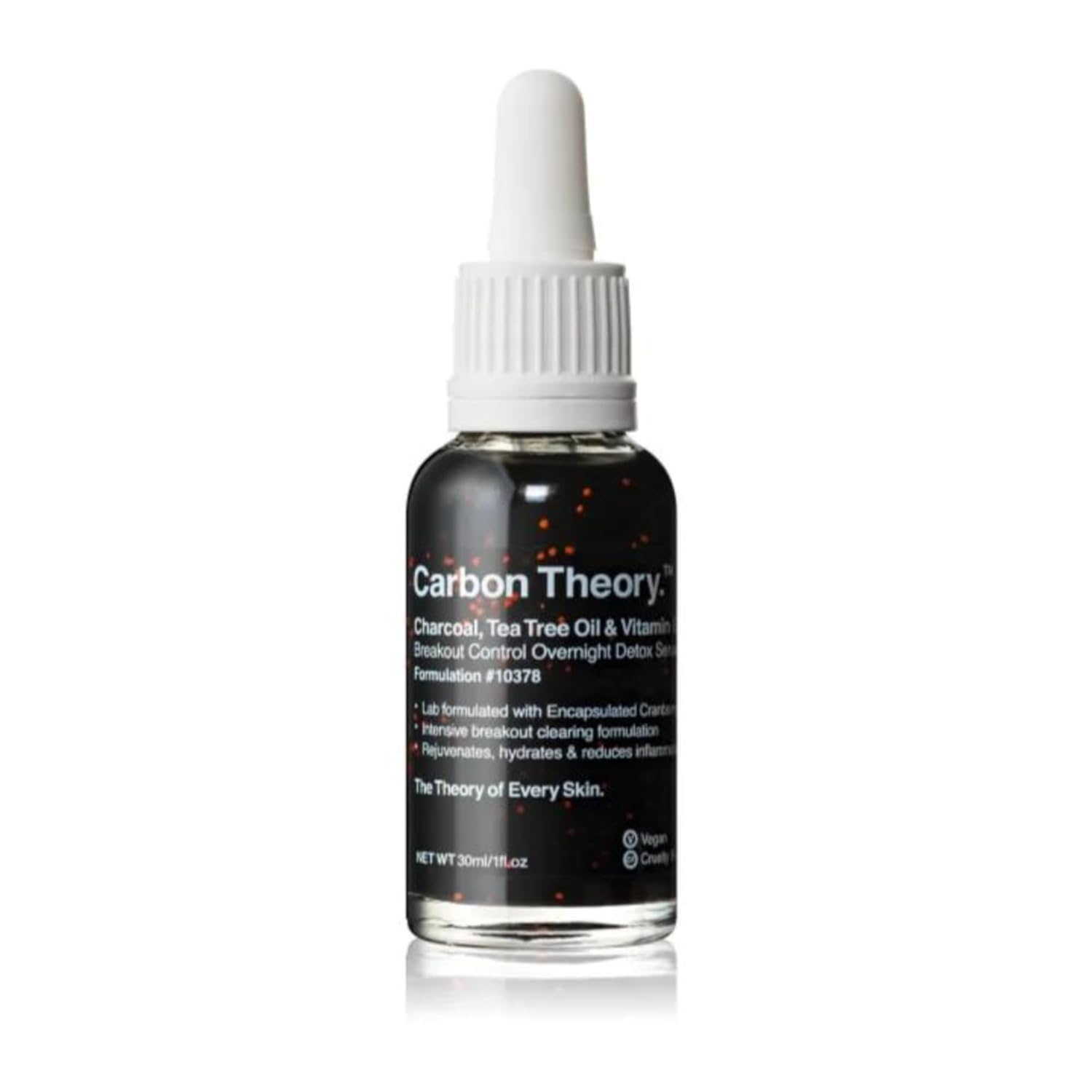 Carbon Theory | Charcoal, Tea Tree Oil & Vitamin E Breakout Control Overnight Detox Facial Serum | Natural, Vegan And Cruelty Free | 30ml