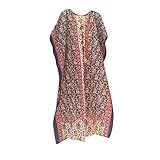 Womens Kaftan Black Paisley Printed Kimono Sleeves Boho Cotton Maxi Caftan