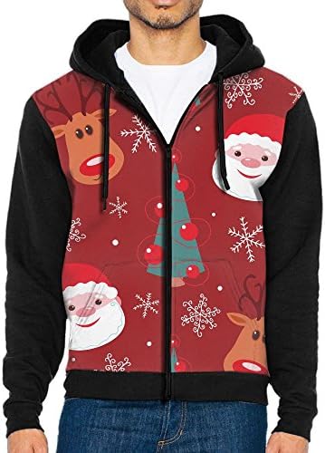 AWAWAWAWA Men's Christmas Reindeer Santa Full Zip Hoodie Sweatshirt Cool Jacket Coat Outwear