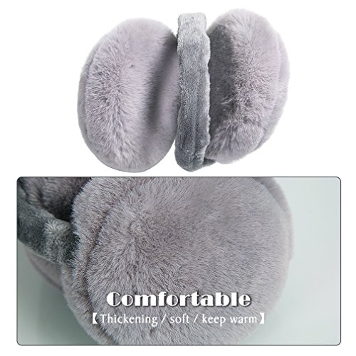Ear Muffs for Adults Foldable Soft Ear Warmers Adjustable Wrap Winter Earmuffs (Gray)