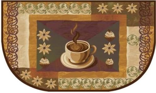Coffee Brown Half Moon Slice Living Classics Kitchen Rug Non Skid Back 18.1" X 29.9"