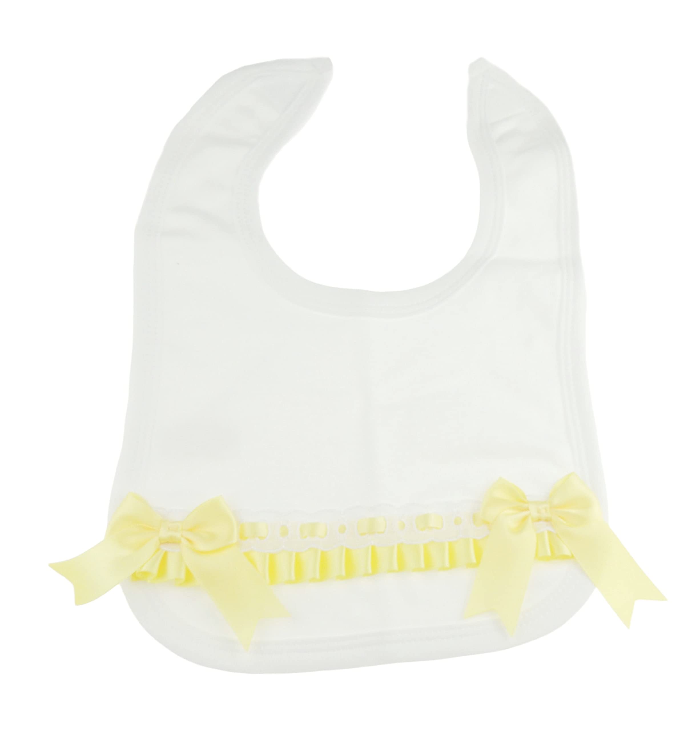 Cute Baby Girls Boys Babies Newborn 3 6 9 Months Essentials Infant Childrens Feeding Weaning Teething Bandana Burp Cloth Dribble Occasion Wedding Baptim Christening Fancy Bow Bib Cotton (Yellow)