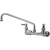 T&S Brass Double Pantry Faucet, Wall Mount, 8 Centers, 12,Chrome