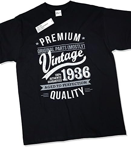 1936 Vintage Year - Aged to Perfection - 80th Birthday Gift / Present T-Shirt Mens Black L