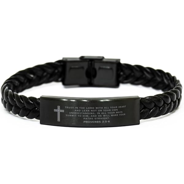 LiFashion Men's Black Paracord Survival Bracelet With Stainless Steel Cross & Bible Verse Engraving - Adjustable For Hiking, Camping, Gifts - View #7