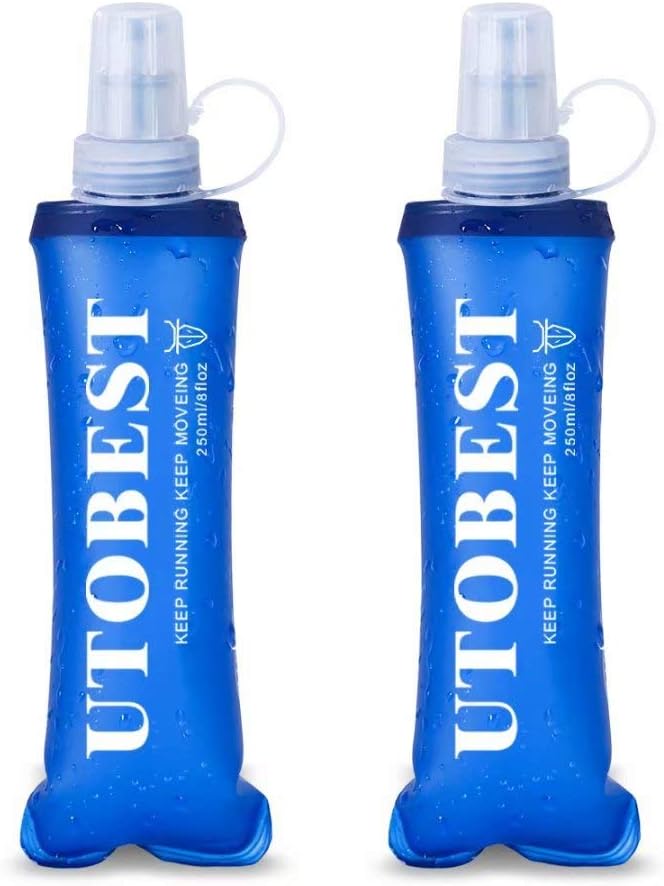 UTOBEST Soft Flask Foldable Running Collapsible Water Bottles With Straw 600ml/500ml/350ml /250ml BPA PVC Free