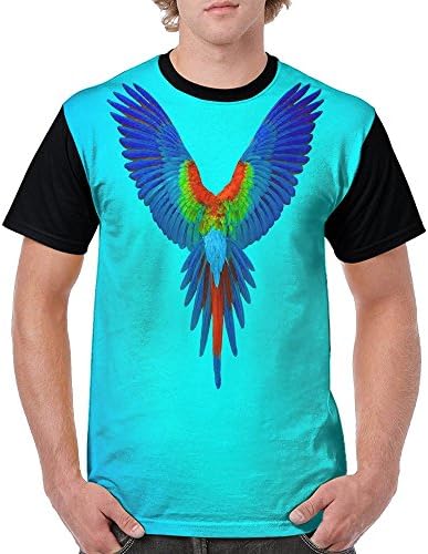 Mens Raglan T-Shirt Flying Colorful Blue Parrot Further Wings 3d Digital Printed Fashion Tee Tops