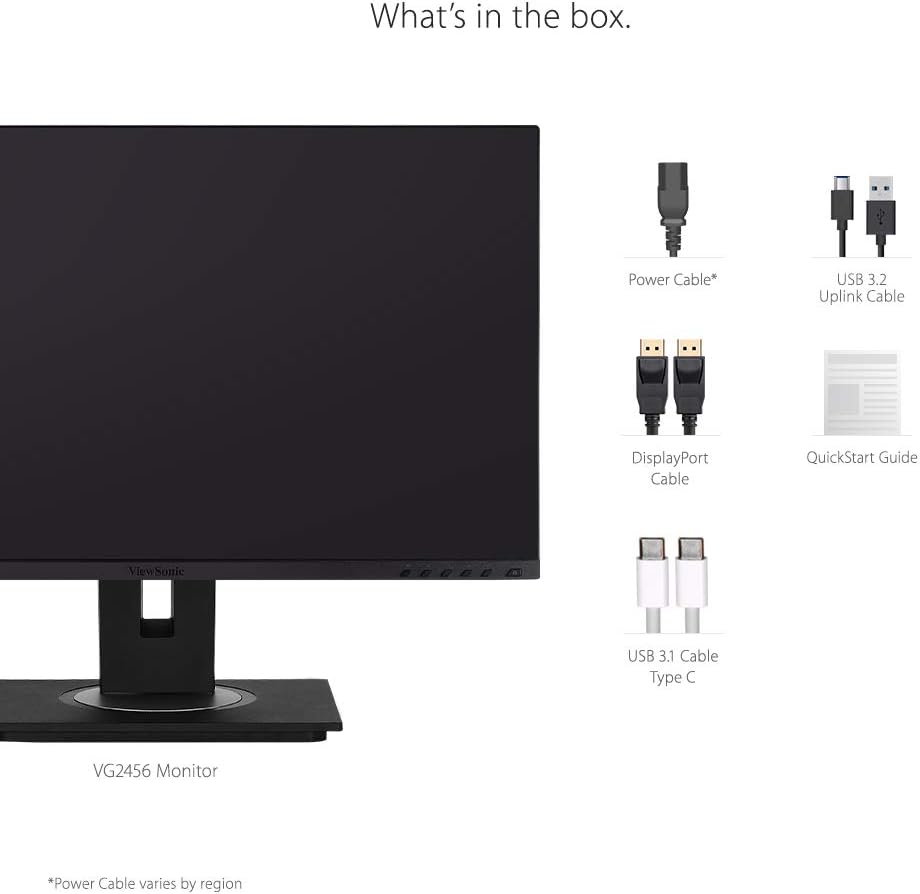 ViewSonic VG2456 24 Inch 1080p Monitor with USB 3.2 Type C Docking Built-in Gigabit Ethernet and 40 Degree Tilt Ergonomics for Home and Office: Computers & Accessories