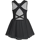 Phineein Girls Gymnastics Leotards Crisscross Back With Skirt- Sleeveless Ballet Dance Fancy Crossover Dress