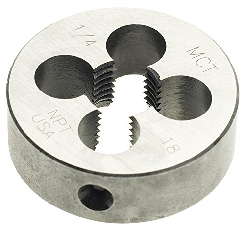 Morse Cutting Tools 31255 Solid Round NPT Taper Pipe Dies, Carbon Steel, 2" Outside Diameter, 5/8" Thick, 1/4", 18 Size