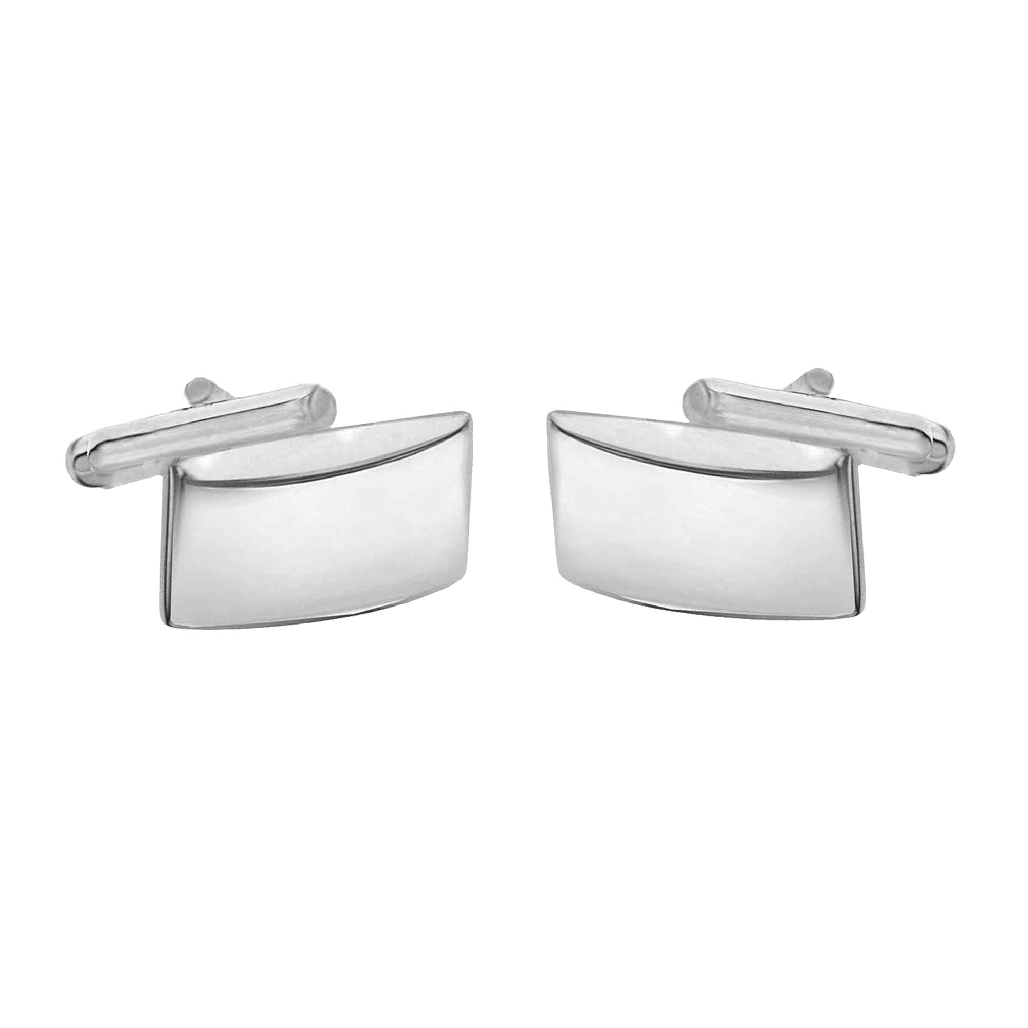 Tuscany Silver Men's Sterling Silver Rectangular Plain Curved Cufflinks of 21 x 11 mm