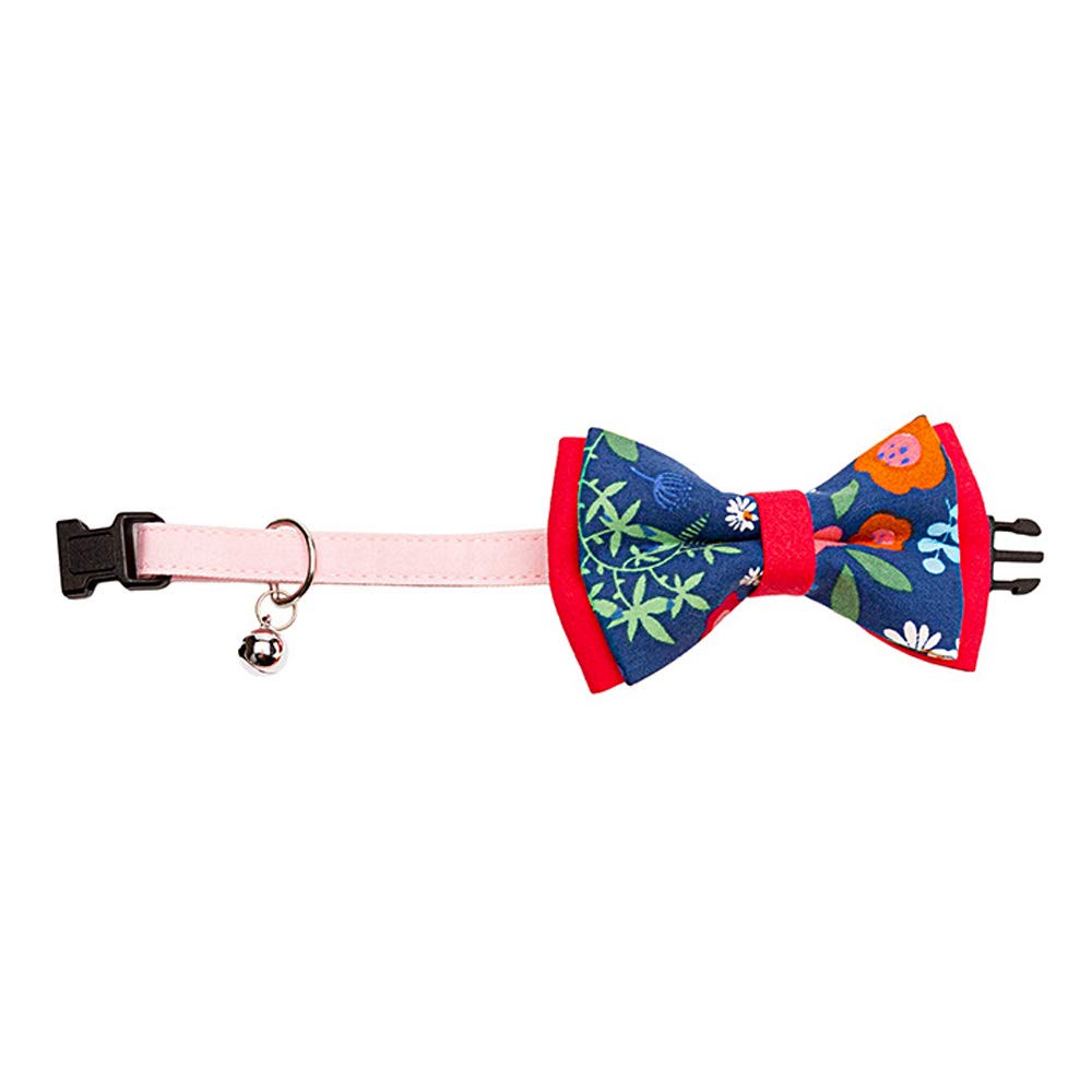 Lichi New Cute Red Bow Tie Pet Collars Adjustable Floral Blue Bow Ties for Dogs Cat Collar-02S