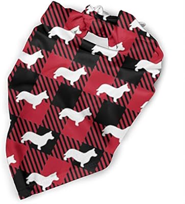 Amazon Com Zzjiak Dog Bandana Scarf Corgi Buffalo Plaid Red