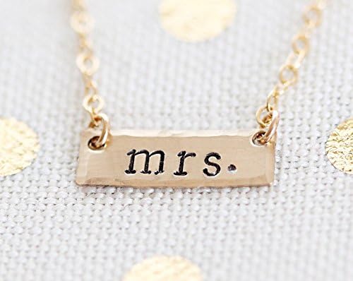 Tiny Gold Filled Mrs Necklace - Dainty Horizontal Bar - 16"