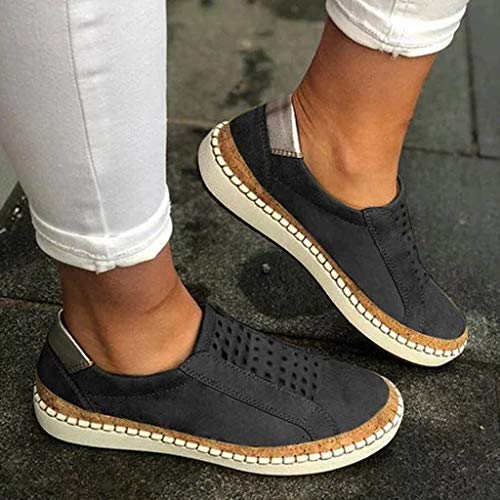 TnaIolral 2019 Womens Shoes Flats Hollow Round Toe Casual Non-Slip Breathable Summer Sneakers (US:10, Black)