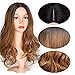 AISI HAIR Long Brown Ombre Wavy Wig Two Tone Curly Big Wavy Wig Heat Resistant Synthetic Honey Blonde Wavy Hair for Women