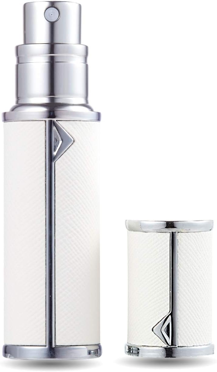 AsaNana Perfume Atomiser, Refillable & Travel Size Perfume Bottle, Leaking Proof,Bottom Pump without Funnel, Luxurious Small women and men, 5ml (SLV-White)