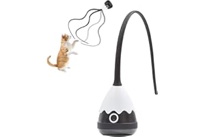 Petcronies Cat Toys for Indoor Cats, Electronic Interactive Cat Toys, Automatic Silicone Tail Teaser Toy 2 in 1 Cat Wand Toy, Rechargeable Exercise Toy for Kitten-Black