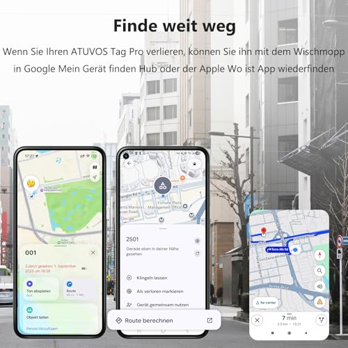 ATUVOS Air Tag Pro Smart Tags Tracker for Android & iOS, New Dual System Key Finder Compatible with Google Find My Device or Apple Where? App, Smarttag Keyfinder for Luggage, Suitcase, Pack of 2