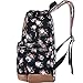 DGY Womens Peony Pattern Design Korean Fashion Casual Preppy Style Backpack G00133 Black