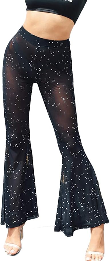 flared mesh trousers