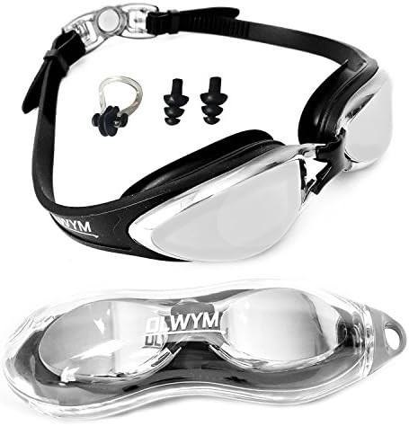 Olwym Swim Goggles - Swimming Goggles For Men, Boys, Women, Adult, Youth & Kids - Triathlon Non Leak, Anti-Fog, UV Protection, Clear Vision - Free Google Case, Nose Clip & Ear Plugs - Mirrored
