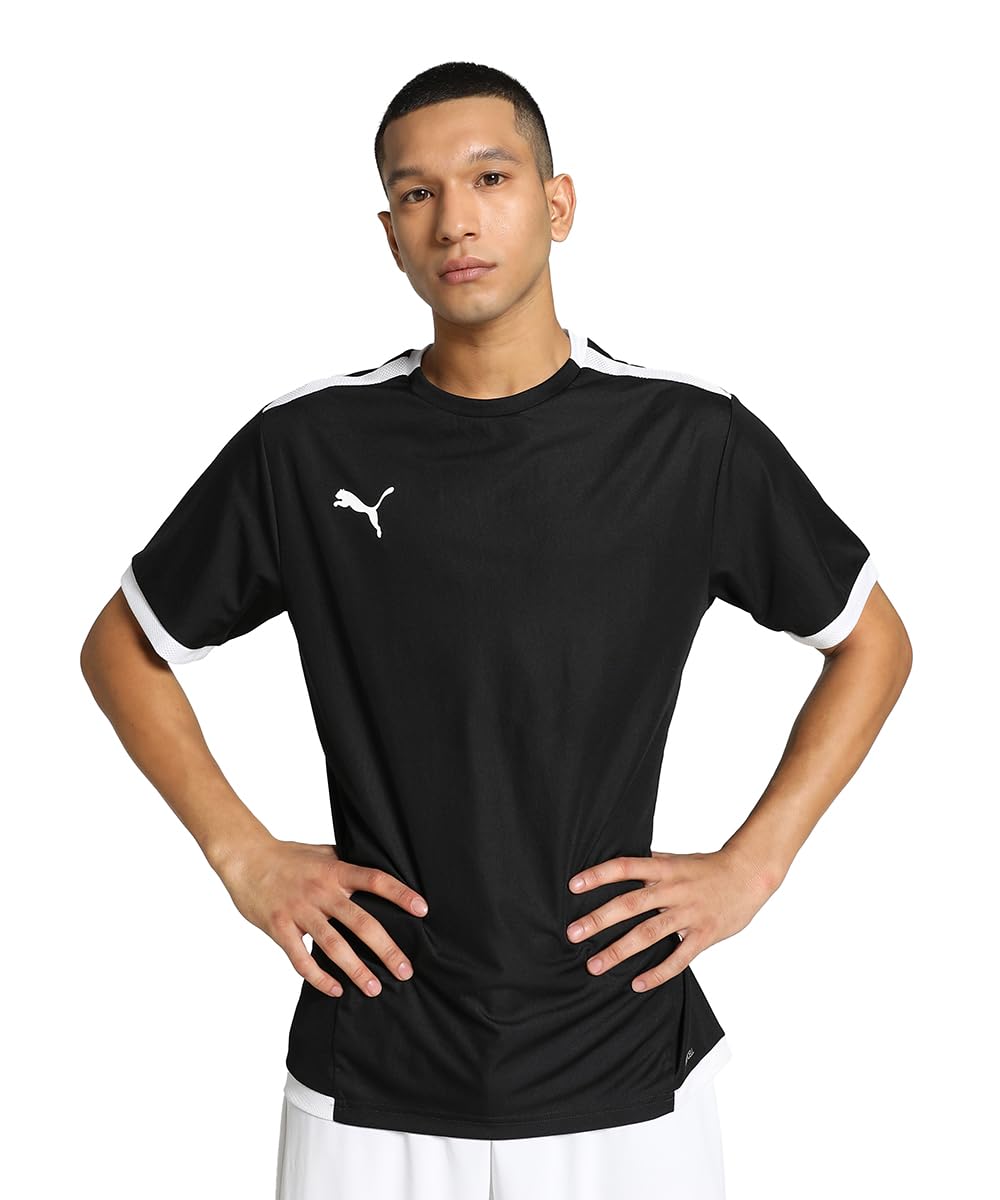 PUMA Mens Teamliga Jersey Shirt, Black/White, XL EU