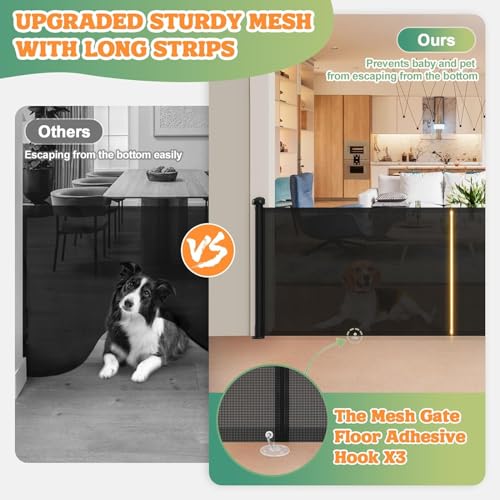 Eyeleaf Eyeleaf Retractable Safety Gate for Babies and Dogs, Baby Gate for Stairs, Hallways, Indoor and Outdoor (Black, 500 x 86 cm)