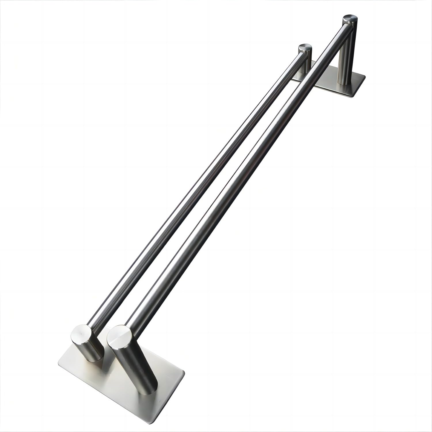 XIAJIA-3M Self Adhesive Towel Bar,40 cm / 15.75 inches, SUS304 Brushed Finish Stainless Steel Hanger Bar for Kitchen Bathrooms Lavatory Closets, Waterproof and Rustproof.(Double Bar)
