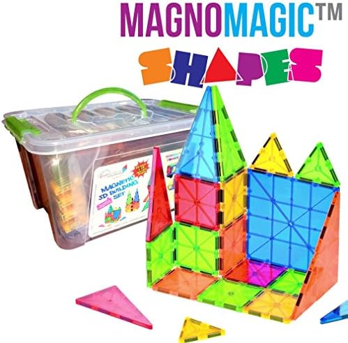 Magnetic Tiles 84 Piece 3D Building Set for Smart Kids + UPDATED Storage/Carry Case + Cool NEW Magnetic Characters, 100% Compatible with Other Brand Blocks, Safety Certified + BONUS.