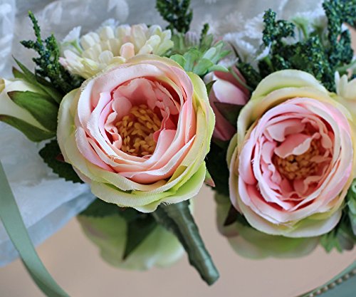 S_SSOY Boutonniere Bridegroom Groom Men's Boutonniere Groomsmen Best Man Boutineer with Pin Artificial Flower Brooch Corsage for Wedding Homecoming Prom Suit Decor
