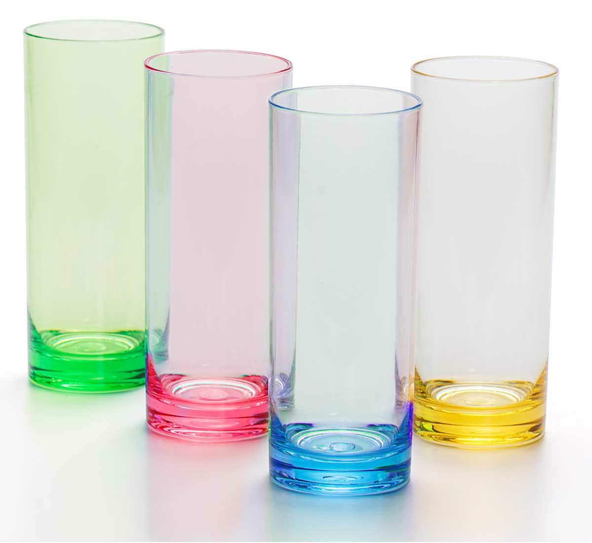 YINJOYI 350ml Plastic Drinking Glasses Tumblers Water Cups Adults Glassware Reusable Colored Picnic Drinkware for Juice Beverage (Assorted Color)