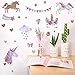 2 Sheets Unicorn Decal Stickers Unicorn Wall Decals Pattern Decoration for Birthday Christmas Children Bedroom Ornament（Color 1）