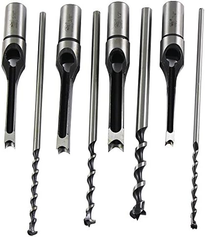 1/4-to-1/2 Inch Woodworking Square Hole Drill Bit Set Mortising Chisel,4 pieces in pack