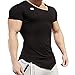 EVERWORTH Men's Muscle Bodybuilding T Shirts Irregular Fitness Gym Workout Short Sleeve Tees (Black, US M: (Chest 36