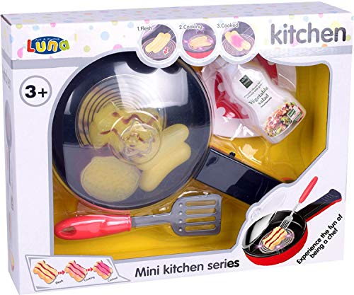 JT-Lizenzen Luna Spielküchen Pfannen-Set 8-TLG. mit Zubehör Kinder Kochgerät Utensilien +3J – Bild 3
