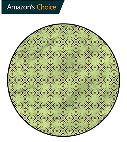 RUGSMAT Mid Century Modern Washable Round Bath Mat,Atomic Boomerang Coffee Table Mat Non-Skid Living Room Carpet Round-55