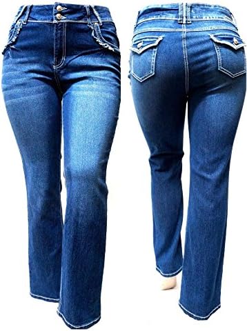 MI26 JEANS WOMENS PLUS SIZE BLUE Stretch denim jeans pants Straight Leg (20-PLUS, BLUE Straight LEG)
