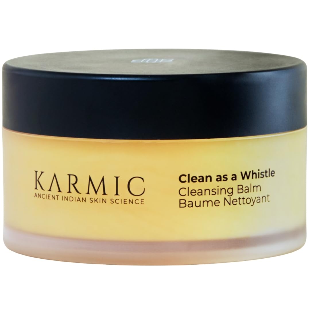 Karmic Skin Makeup Remover Cleansing Balm | Balm-to-Milk Face Cleanser | Melts Waterproof Makeup, Sunscreen SPF, Dirt & Excess Oil | Hydrating, Non-Comedogenic, Fragrance-Free | All Skin Types | 100g