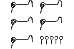 JUGREAT Barn Door Latch,Cabin Hook and Eye Latch Lock for Swivel Window Gate Door Latch with Mounting Screws,Carbon Steel Latch Hook(1.7 inch, 5PCS)