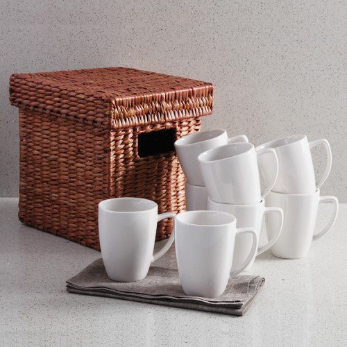 Coffee Cup set by Gibson Square coffee Mugs Set with Wickered Package Porcelain 12 oz coffee cups , 9 pcs set, Zen Buffetware