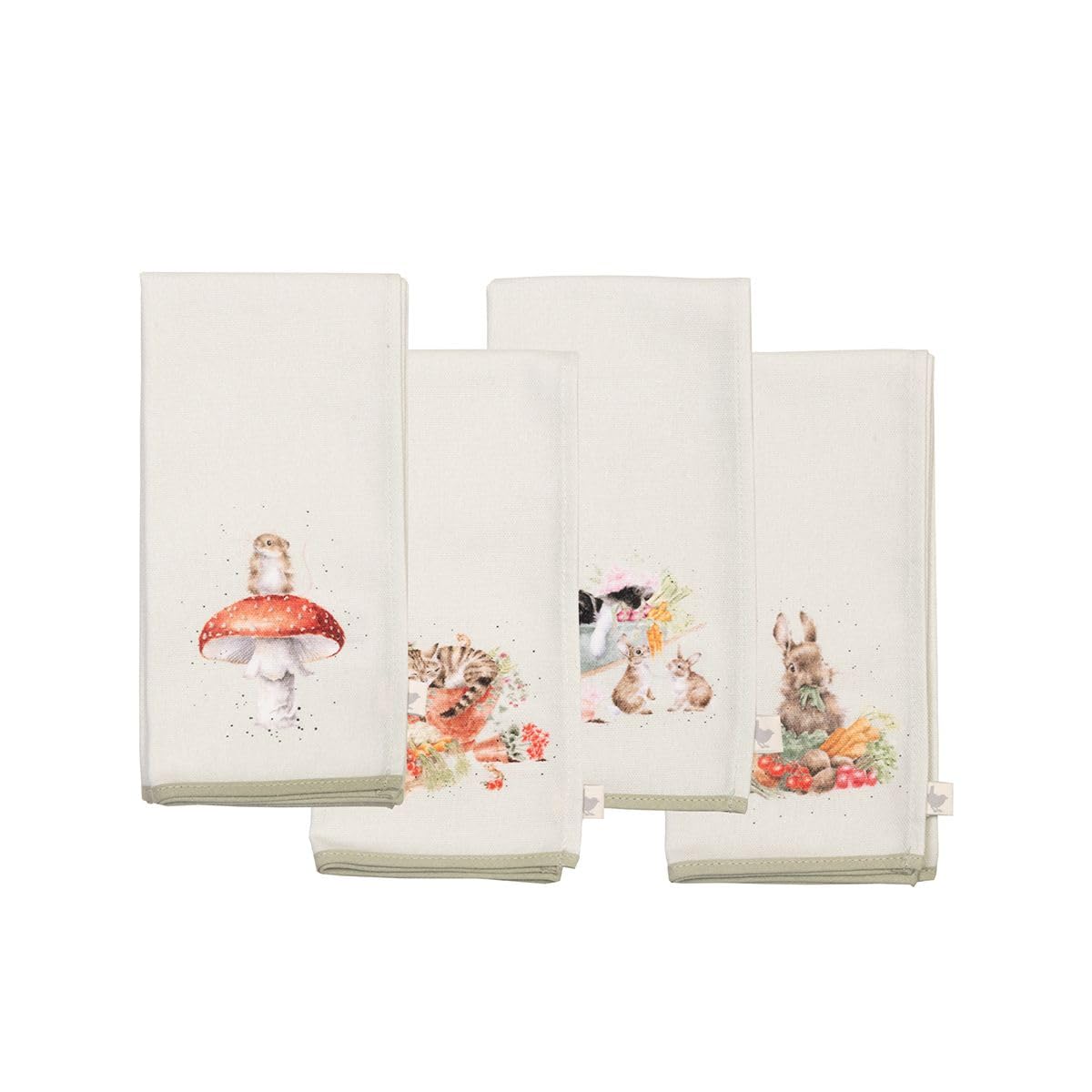Wrendale Designs - Garden Friends' Set of Four Animal Fabric Napkins