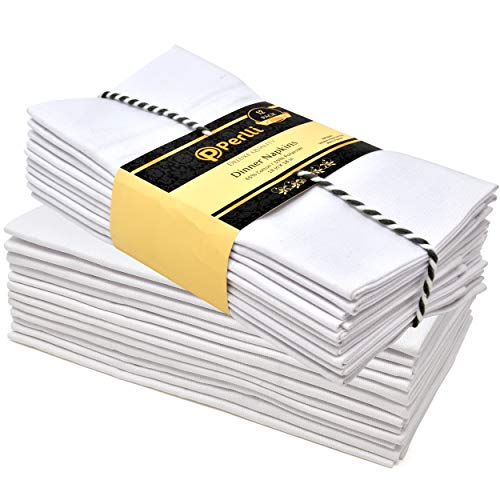 Cotton Cloth Dinner Table Napkins White - 12 Pack (18 inches x 18 inches) Reusable Soft Comfortable for Wedding Party Restaurant Dinner Hotel |for Events and Regular Home use
