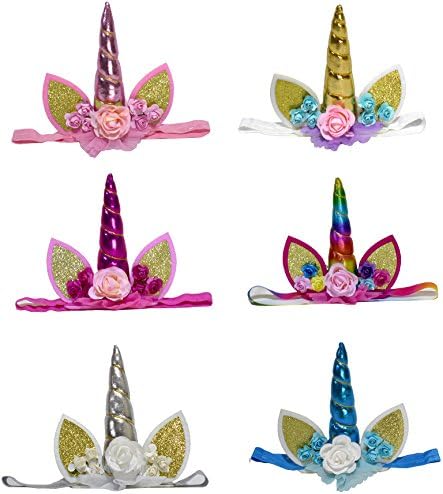 6-Pack Unicorn Headband Unicorn Birthday Rose Flower Headbands Unicorn Party Halloween Christmas Animal Ears