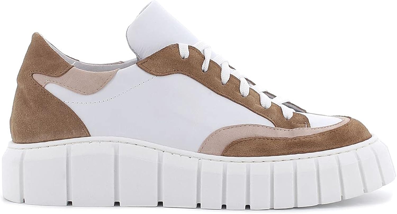 Debutto Woman Made in Italy Leather Sneakers with High Sole White