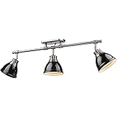 Golden Lighting 3602-3SF PW-BK Duncan Semi-Flush, Pewter with Black Shades